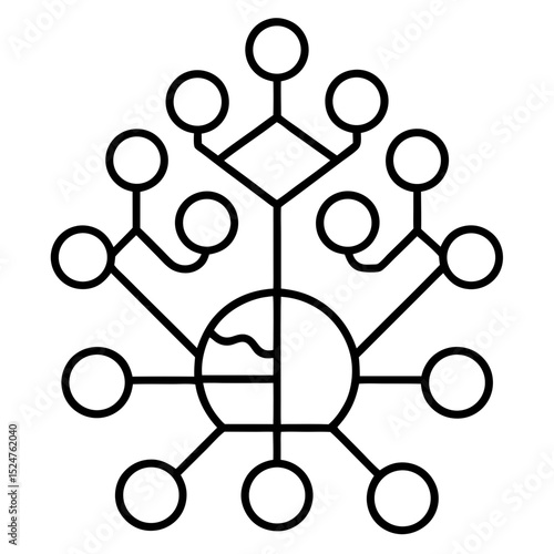 Mind mapping branching structure icon vector illustration