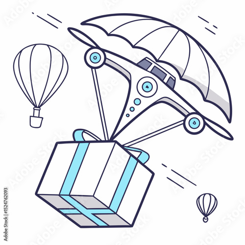 Anti gravity drone delivery icon vector illustration
