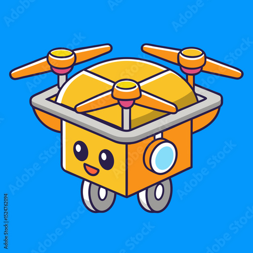 Anti gravity drone delivery concept icon vector illustration