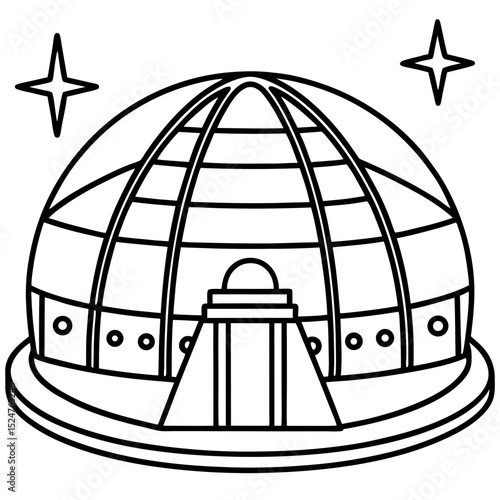 Space colony dome habitat icon vector illustration