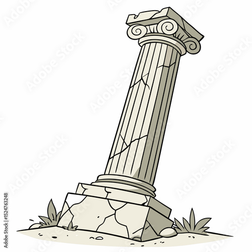 Stoic cracked but standing column icon vector illustration