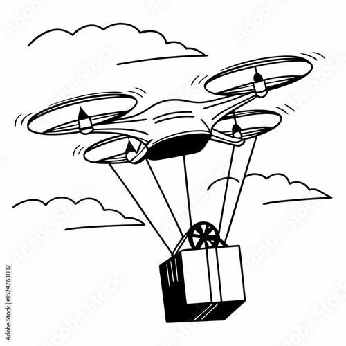 Anti gravity drone delivery icon vector illustration