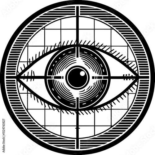 Biometric retina scan with eye grid icon vector illustration