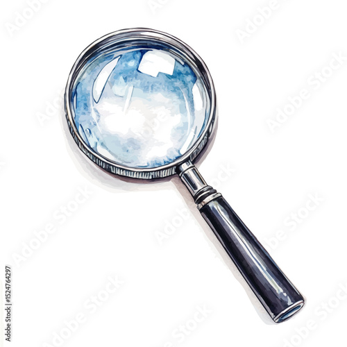 watercolor vector of Magnification Lens, high quality, isolated on a white background.