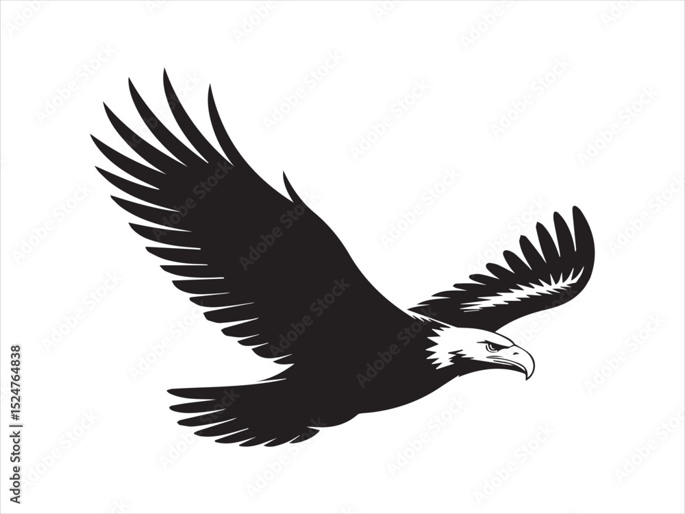 Obraz premium Majestic Black vector Eagle illustration: Freedom, Power, and Pride Symbol
