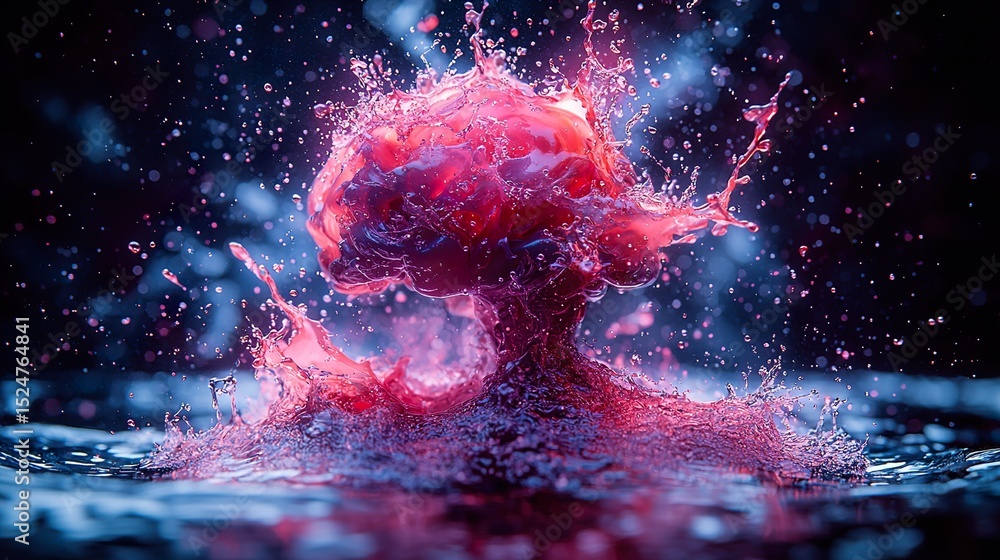 Fototapeta premium Creative brain with colorful splashes and pens, explosion of ideas, brainstorming for solutions, positive thinking,