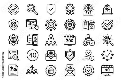 Quality assurance and control icon design editable stroke isolated on transparent background