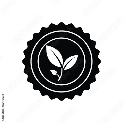 green environmentally friendly seal with leaf icon.eps