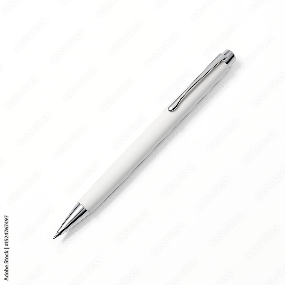 White pen on white background simple office stationery White pen on white background simple office stationery