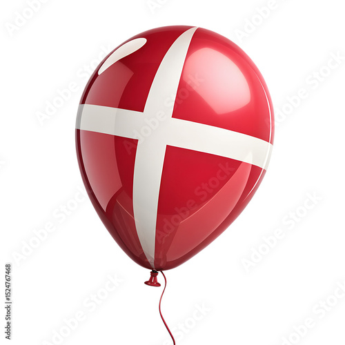 Danish flag balloon isolated on transparent background