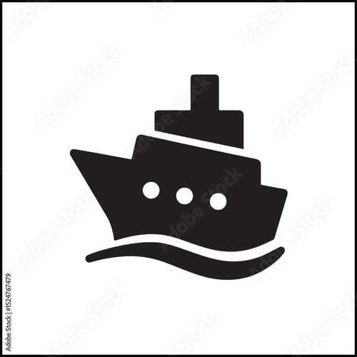 Ship silhouette in flat vector style