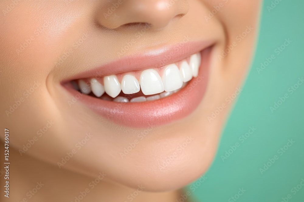 Obraz premium Close-up of a woman's healthy, bright smile.