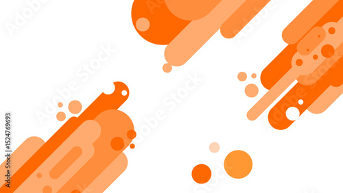 Rounded orange abstract elements at corners with floating dots on white, playful and dynamic, fits youth-themed wrapping or wall sticker.