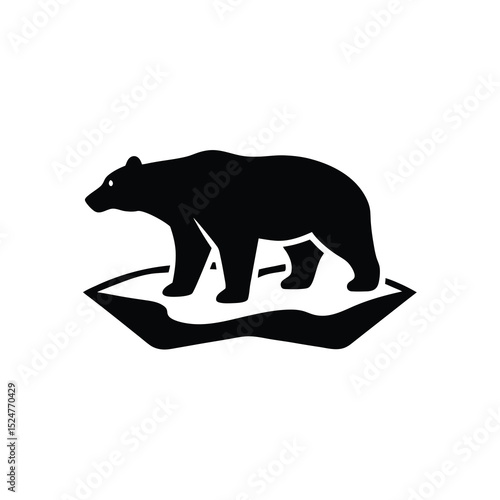 minimalist silhouette of a polar bear on an ice fl.eps