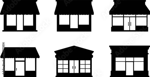 Shop front vector icons set storefront facade building store market boutique shopfront architecture 100 editable stock vector illustration
