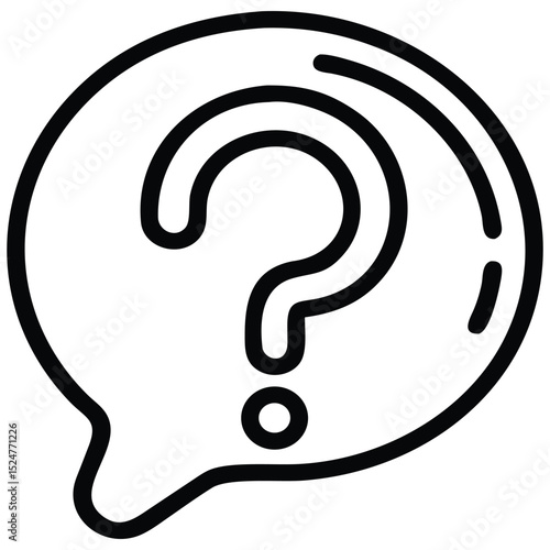 Black Outline Question Mark in White Speech Bubble Icon for FAQ and Assistance