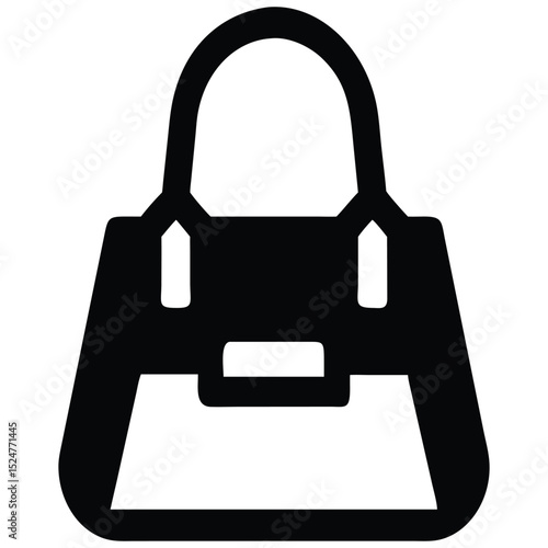 Black Silhouette of an Elegant Handbag with Handle and Flap Closure Icon