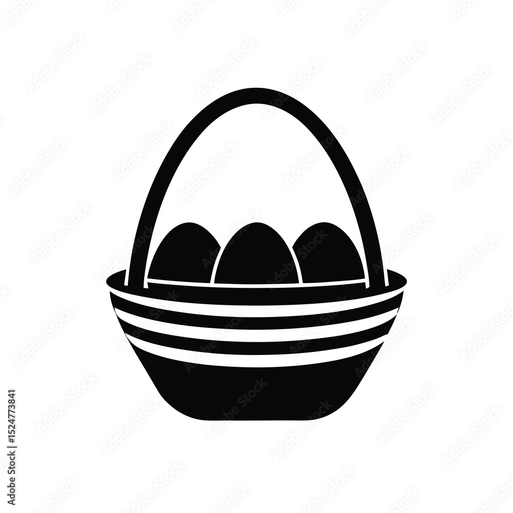 Fototapeta premium Easter Egg Basket Pastel Modern Vector Silhouette