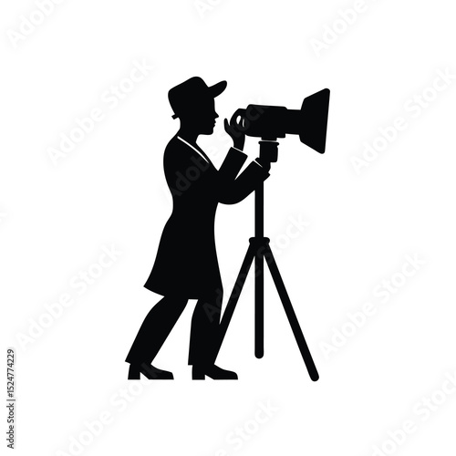 Photographer Studio Black Vector Silhouette