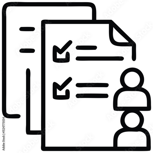 Candidate Selection Icon with Checkmarks on Documents Showing Successful Job Application Process