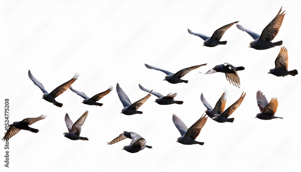 Fototapeta premium flock of birds flying isolated on white background