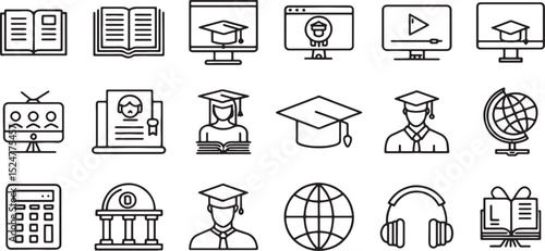 Collection of black silhouette vector icons for church building and interior design