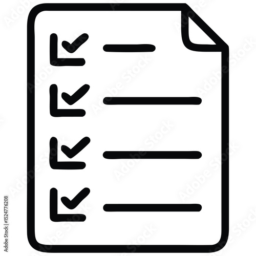 Checklist Icon Sheet with Check Marks and Lines for Task Management and Planning