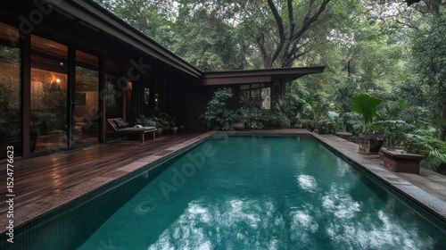 Wallpaper Mural Serene Swimming Pool Surrounded by Lush Greenery Torontodigital.ca