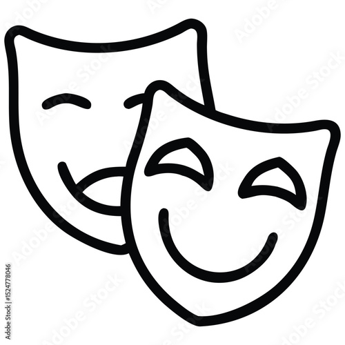Comedy and Tragedy Masks Icon Dramatic Arts Symbol Representation and Illustration