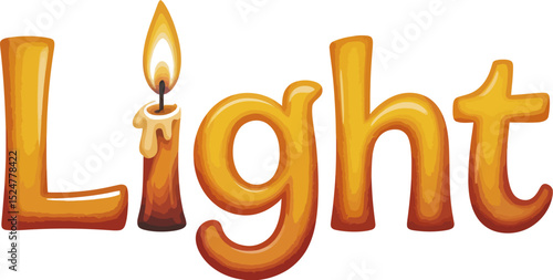 Light candle flame bright illumination glowing warm shine burning wax candlelight bright light design editable stock vector illustration