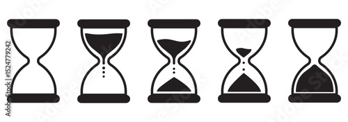 Sand watch icon set . Hourglass symbol. Flat vector graphic design elements.