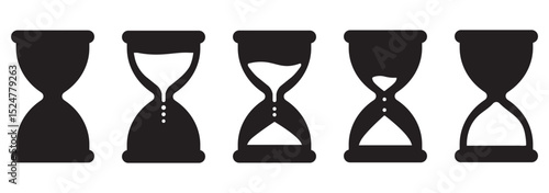 Sand watch icon set . Hourglass symbol. Flat vector graphic design elements.
