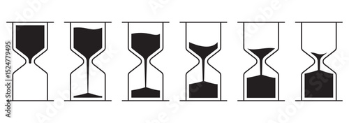 different sand hourglasses  icons .  white  background for web and graphic design . 