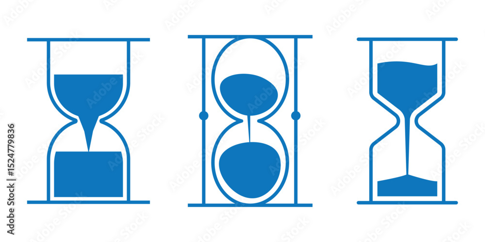 Fototapeta premium A Set of Simple Sand Watch Icons Hourglass symbol. Vector illustration.