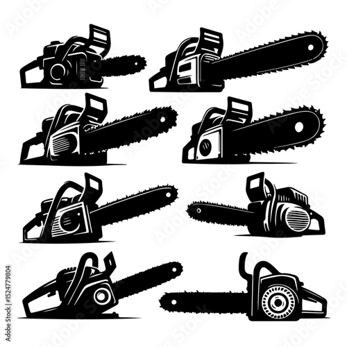 set of Chainsaw silhouette, Chainsaw set silhouette