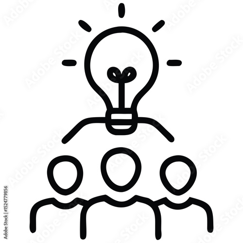 Creative team brainstorming with a lightbulb above, representing innovative ideas and collaboration