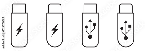 USB Essentials A Modern Icon Set . USB icon set, Usb flash drive symbol. Universal USB sign png and vector illustration on transparent background . 