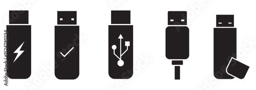  USB Icons for Every Interface .  Usb icon logo design. Flash disk sign and symbol. flash drive sign. 
