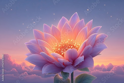 Seasonal Vibe Hello July, Sunflower Bloom with Pastel Sky, Golden Summer Flower for Hello July