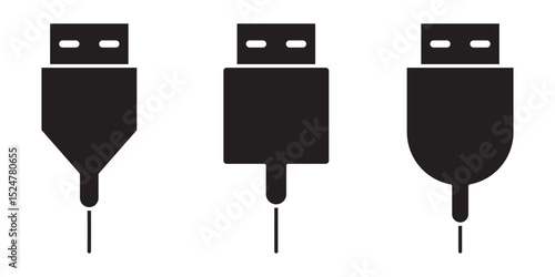 Plug In  A Set of Simple USB Icons .  Illustrator  
