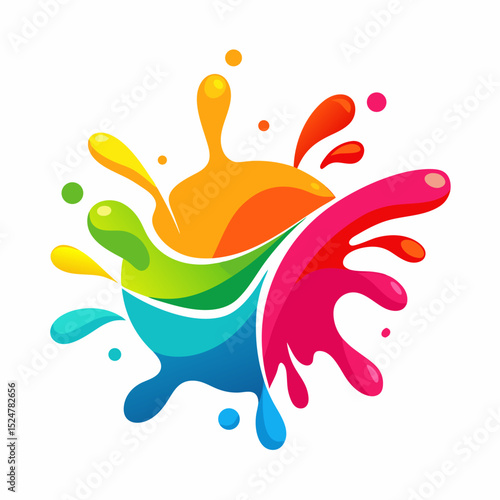 creative splash logo with artistic color flow vector illustration