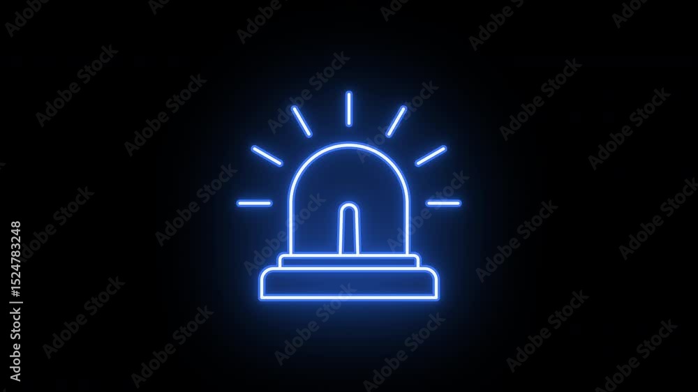 Neon siren lamp icon, looped flickering emergence and fading. Glowing neon emergency beacon icon. Ambulance flasher, alarm signal, emergency lamp, alert flash light. Violet blue azure colors Neon siren lamp icon, looped flickering emergence and fading. Glowing neon emergency beacon icon. Ambulance flasher, alarm signal, emergency lamp, alert flash light. Violet blue azure colors