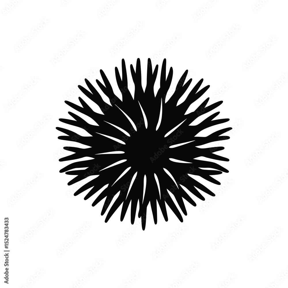 Fototapeta premium Sea Urchin Coral Sleek Vector Silhouette