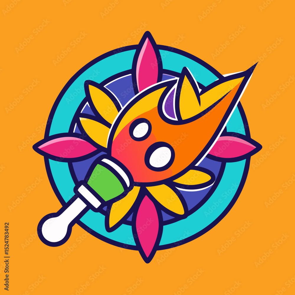 Obraz premium expressive abstract logo with paintbrush texture vector illustration