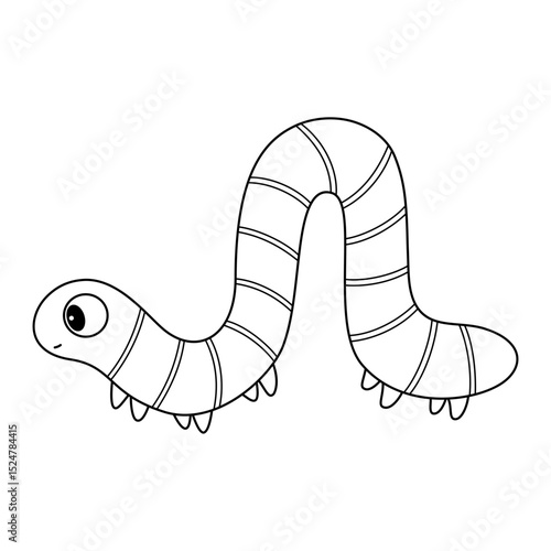 inchworm doodle outline line art