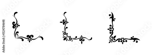 set of vintage corner frames, ornament border art.
