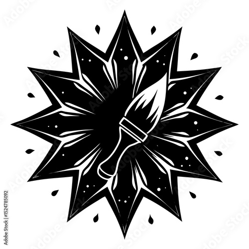 expressive paintbrush style abstract logo with creative strokes vector illustration