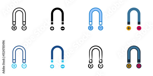 Magnet icon set multiple style collection 
