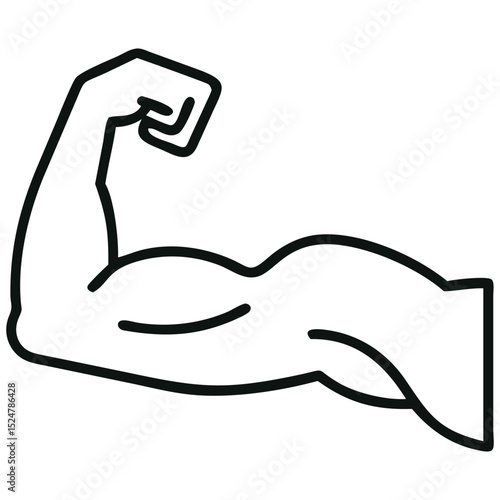 Flexed Arm Outline Illustrating Strength, Bodybuilding, and Fitness Motivation Concept Art