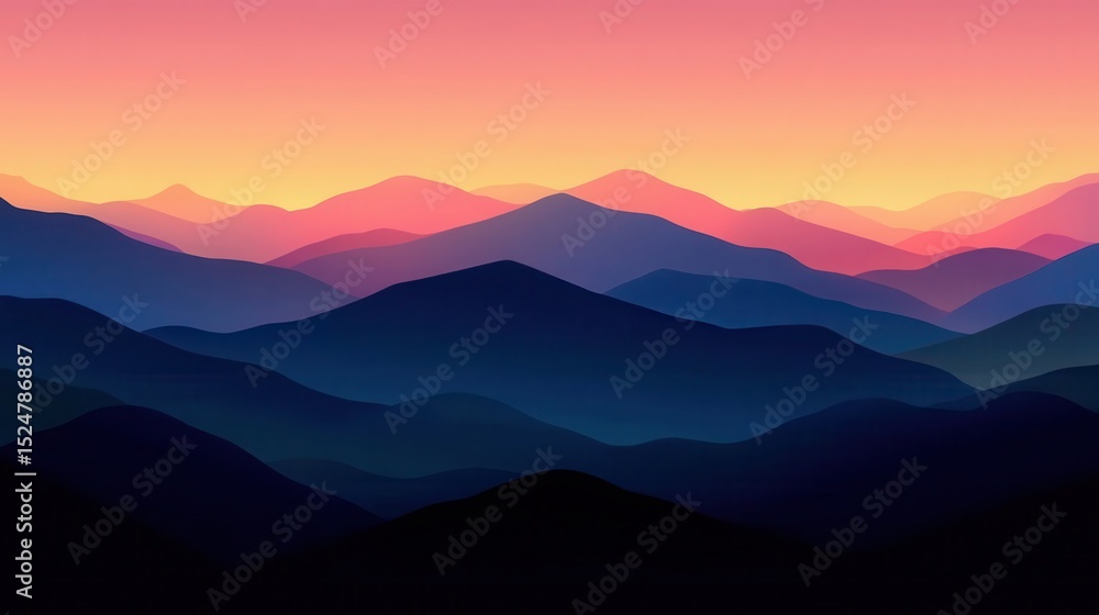 Obraz premium Breathtaking Aerial Panoramic Serene Golden Sunrise Landscape Concept. Serene Mountain Landscape at Sunset with Vibrant Color Gradients in the Sky